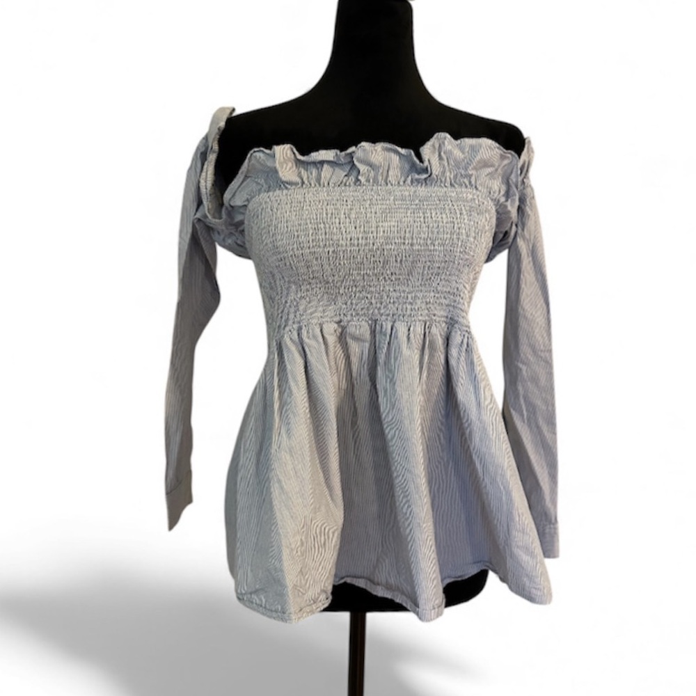 NYTT Striped Blue Off-Shoulder Blouse